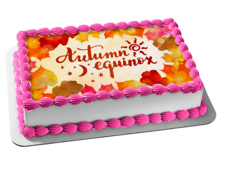 Autumn Equinox Fall Colored Leaves Edible Cake Topper Image ABPID54239 Supply