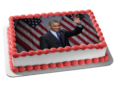 Barak Obama Day American Flags Edible Cake Topper Image ABPID54154 Supply