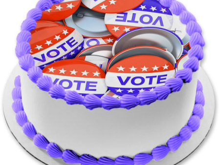 Election Day Vote Buttons Edible Cake Topper Image ABPID54337 Hot on Sale