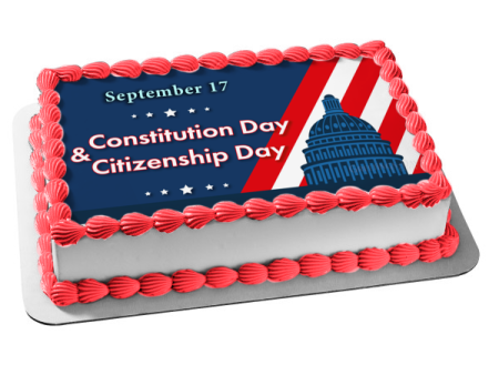 Happy Constitution and Citizenship Day American Flag Edible Cake Topper Image ABPID54225 Hot on Sale