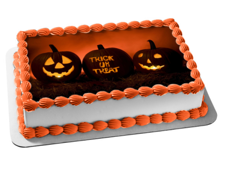 Trick or Treat Jack-O-Lanterns Edible Cake Topper Image ABPID54323 Fashion