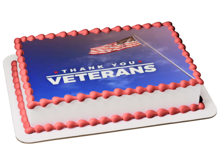 Thank You Veterans American Flag Edible Cake Topper Image ABPID54348 For Discount