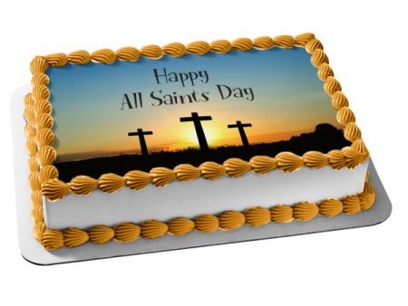 Happy All Saints Day Crosses Edible Cake Topper Image ABPID54330 Online Sale