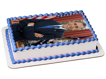 Barak Obama Day American Flag Edible Cake Topper Image ABPID54155 Supply