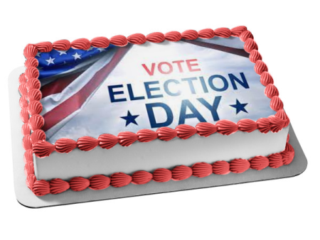 Election Day Vote American Flag Edible Cake Topper Image ABPID54336 on Sale