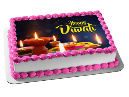 Happy Diwali Candles Edible Cake Topper Image ABPID54341 Online