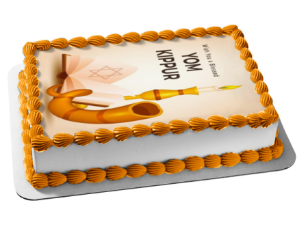 Wish You a Blessed Yom Kippur Star of David Edible Cake Topper Image ABPID54220 For Discount