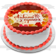 Autumn Equinox Fall Colored Leaves Edible Cake Topper Image ABPID54239 Supply