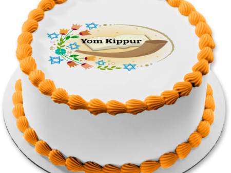 Yom Kippur Stars of David Flowers Edible Cake Topper Image ABPID54222 Supply