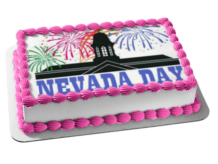 Nevada Day Fireworks Nevada State House Edible Cake Topper Image ABPID54311 on Sale