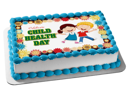 Celebrate National Child Health Day Boy and Girl Edible Cake Topper Image ABPID54261 For Sale