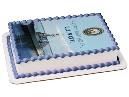 Happy Birthday US Navy! Naval Ship Edible Cake Topper Image ABPID54287 Hot on Sale