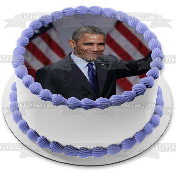 Barak Obama Day American Flags Edible Cake Topper Image ABPID54154 Supply