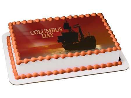 Columbus Day Explorers Ship Edible Cake Topper Image ABPID54271 Online Sale