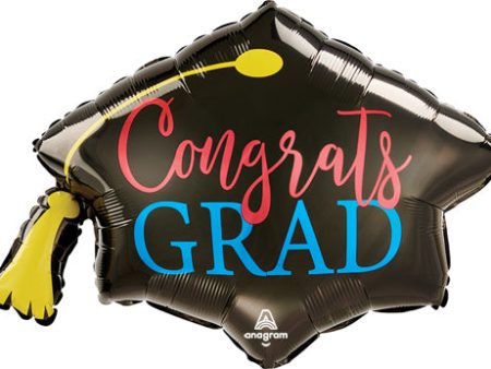 31  Shaped Congrats Grad Cap Red & Blue Balloon Discount