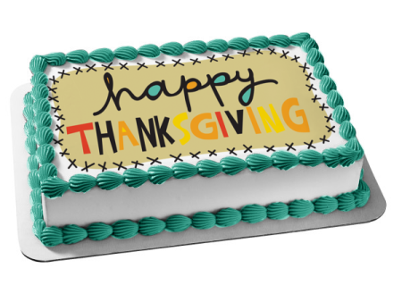 Happy Thanksgiving Edible Cake Topper Image ABPID54360 Sale