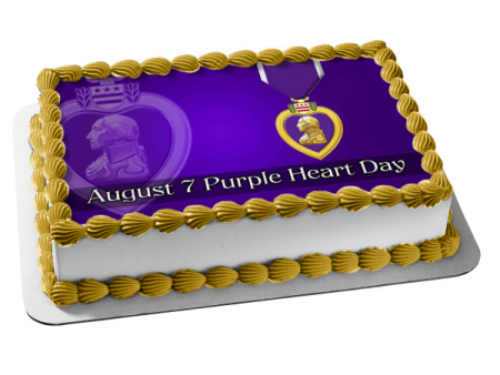 Purple Heart Day August 7th Purple Heart Medallion Edible Cake Topper Image ABPID54156 Online now