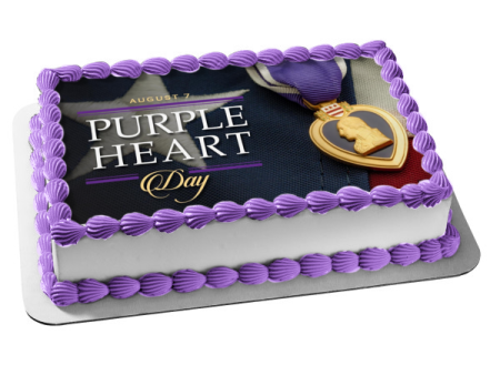 Purple Heart Day Purple Heart Medallion Edible Cake Topper Image ABPID54157 Sale