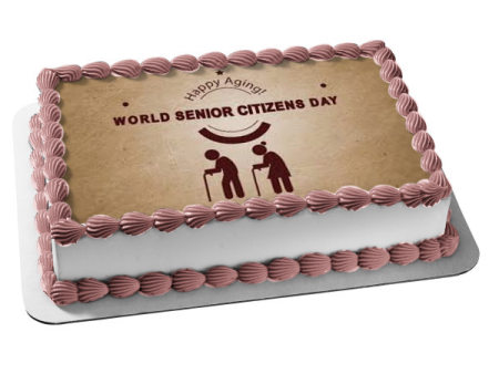 World Senior Citizens Day  Happy Aging!  Edible Cake Topper Image ABPID54177 Online