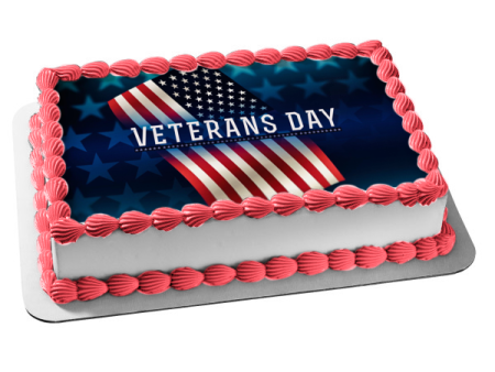 Veterans Day American Flag Edible Cake Topper Image ABPID54352 Supply