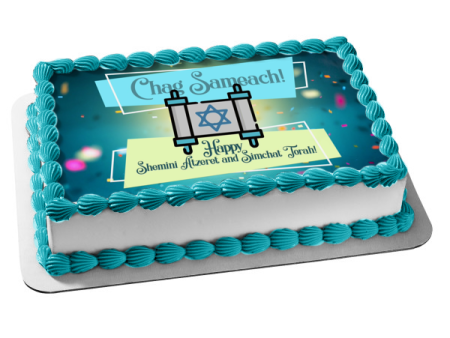 Chag Sameach! Happy Shemini Atzeret and Simchat Torah Edible Cake Topper Image ABPID54248 Online