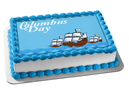 Columbus Day Explorer Ships Edible Cake Topper Image ABPID54273 Online Hot Sale