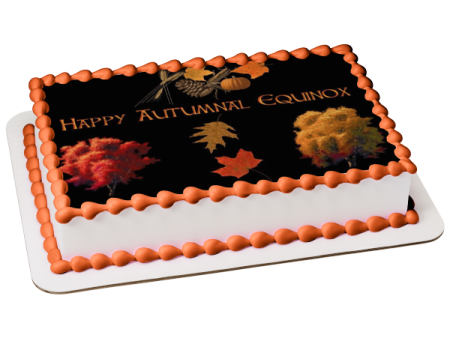 Happy Autumnal Equinox Fall Colored Leaves Edible Cake Topper Image ABPID54240 Sale