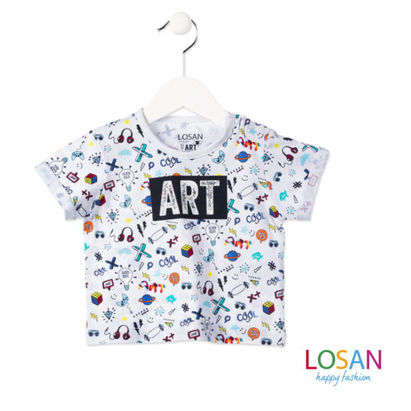 Losan - T-shirt Baby Bimbo Manica Corta Stampe Colore Bianco For Discount