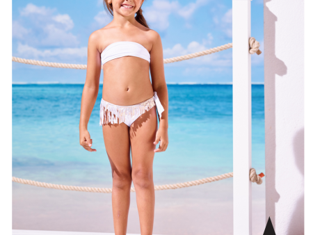 I Am Bikini - Bikini Bianco Con Frange Dorate Bambina Junior Online Hot Sale