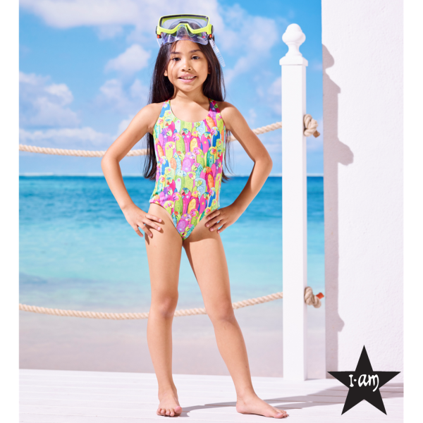 I Am Bikini - Costume Intero Pappagalli Bambina Junior Discount