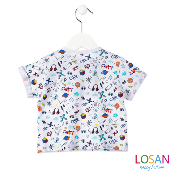 Losan - T-shirt Baby Bimbo Manica Corta Stampe Colore Bianco For Discount