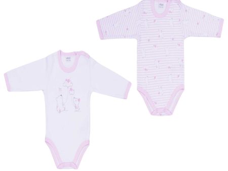 Ellepi - 2 Body con apertura sulla spalla a Maniche Lunghe 100% Cotone Rosa Sale