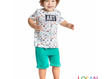 Losan - T-shirt Baby Bimbo Manica Corta Stampe Colore Bianco For Discount