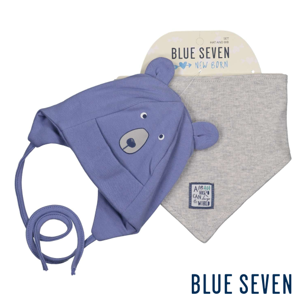 Blue Seven - Set Neonato Cappellino + Bavaglino Viola Grigio Hot on Sale