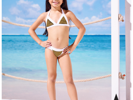 I Am Bikini - Bikini Triangolo Bronzo Glitter Bambina Junior Online Hot Sale