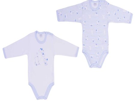 Ellepi - 2 Body con apertura sulla spalla a Maniche Lunghe 100% Cotone Azzurro For Discount