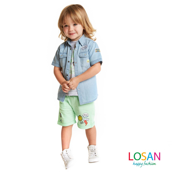 Losan - Camicia Jeans Manica Corta Baby Bimbo For Discount