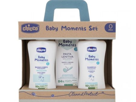 Chicco - Baby Moments Set Clean&Protect Bagnoschiuma Shampoo Pasta Lenitiva 0m+ Sale