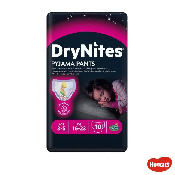 Huggies - Mutandine assorbenti per la notte DryNites Girl 3-5 anni 10pz Fashion