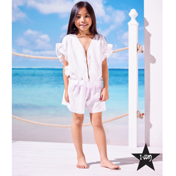 I Am Bikini - Copri Costume Caftano Bianco Bambina Junior Fashion